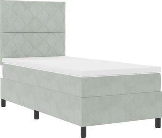 vidaXL Vidaxl - Box Spring Bed with Mattress Light grey 90 x 190 cm Velvet