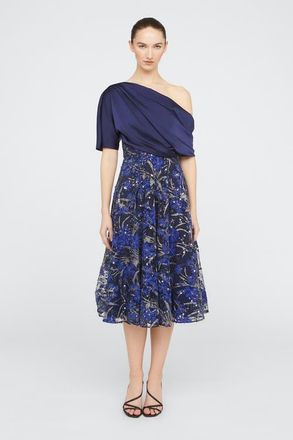 Theia Emory One Shoulder Dress in Navy at Nordstrom, Size 16