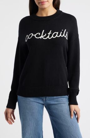 Bobeau Cocktails Cotton Sweater in Black at Nordstrom, Size X-Large