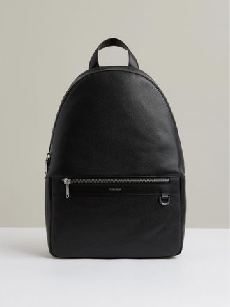 Reiss Black Micro-grain Leather Backpack