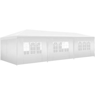 TecTake Pabell&oacute;n 9x3m con 8 paneles laterales, resistente al agua y uv, blanco
