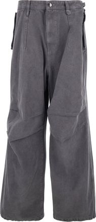 Wooyoungmi Grey Pants With Belt Loops In Cotton Man