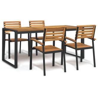 vidaXL Juego De Comedor De Jard&iacute;n 5 Pzas Madera Maciza Acacia Y Metal Vidaxl