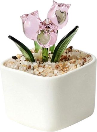 OEM Figura De Flor De Vidrio Soplado Hecha A Mano, Regalo De Cumplea&ntilde;os Para Madre De Parte De Hija E Hijo, Tulipanes, Figura De Flor De Vidrio