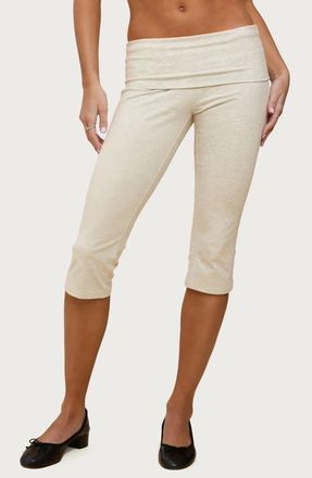 Edikted Rocio Foldover Capri Pants in Light-Gray-Melange at Nordstrom, Size X-Small