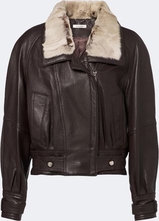 Jacques Wei Giacca in pelle con shearling