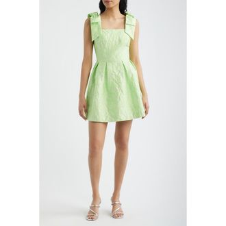 Lilly Pulitzer Cerese Bow Shoulder Pleated Skirt Dress in Pistachio Macaron Floral at Nordstrom, Size 10