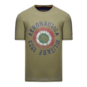 Aeronautica Aeronautica Militare, T-Shirts, male, Green, Size: 3XL T Shirt Con Coccarda Tricolore Ts2538Uj00727