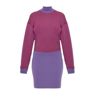 Versace Woljurk met Lange Mouwen - Dames - Kleedjes - Paars - L - Wol - Kleedjes