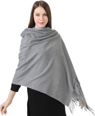 World of Shawls Essential Cozy Warm Shawls Scarves Scarf for Women this Winter Autumn Fall (Silver)