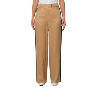 Kaos Kaos, Broeken, Dames, Beige, M, Wide Broeken