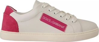 Dolce & Gabbana White Suede Leather Low Top Sneakers Womens Shoes (Pre-Owned)