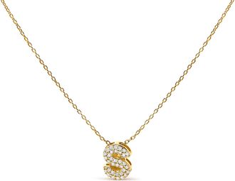 House of Brilliance 10K Gold Diamond Accent A-Z Initial Bubble Pendant Necklace