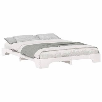 Berkfield Home Stylish Floor Bed Frame with Storage White 160 x 220 cm Solid pin