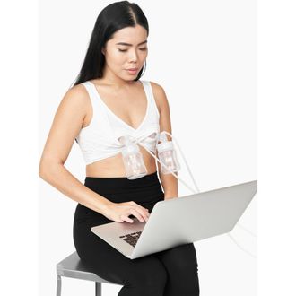 Larken X Maternity, Nursing + Hands - Free Pumping Bra in White at Nordstrom, Size Xx-Large