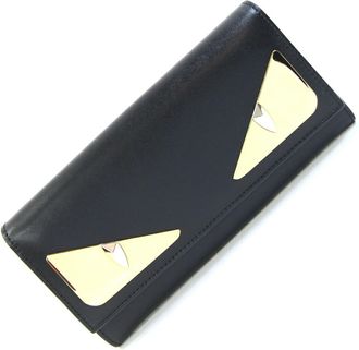 Fendi Black Leather Long Wallet (Bi-Fold) (Pre-Owned)