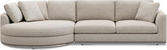 Castlery Hamilton Round Chaise Sectional Sofa Left Facing Customized, Performance Classic Twill Light Grey, Spill Resistant, Removable Covers for Sofas