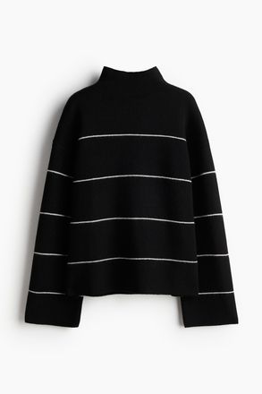 H&M Pullover aus Wollmischung mit Turtleneck - Schwarz