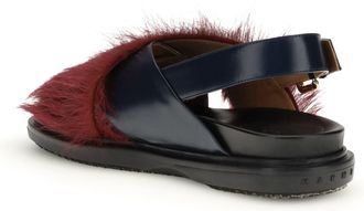 Marni Womens Sandals Fussbett Blue-Camellia Calf Leather Blue/camellia