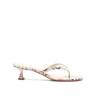 Amina Muaddi Heeled Mules, female, Beige, Size: 6 1/2 US Snake Print Mules