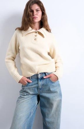 Topshop Compact Heavyweight Polo Sweater in Ivory at Nordstrom Rack, Size X-Small