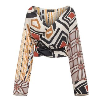 Dsquared2 Wrap Blouse - female - Dsquared2 - Blouses - Multicolor - L - Blouses & Shirts