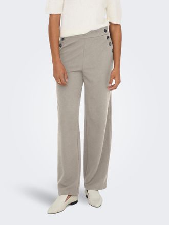 Only Schlupfhose ONLY ONLRINA BUTTON PANT JRS NOOS, Damen, Gr. XL, L&auml;nge 32, chateau gray detail:horn buttons, Jersey, Obermaterial: 95% Polyester, 5% Elas