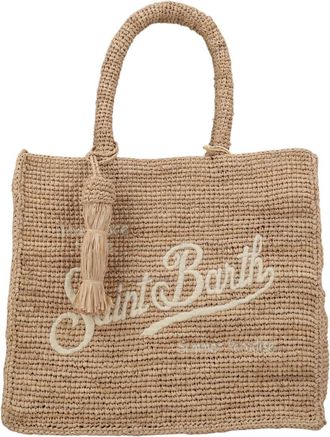 MC2 Saint Barth Natural Woven Raffia Tassel Tote Bag