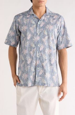 Bugatchi Jackson Short Sleeve Woven Camp Shirt in Denim at Nordstrom Rack, Size Xx-Large