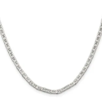 Diamond2Deal Sterling Silver 3mm Flat Anchor Chain Necklace