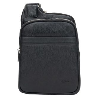 Estro & Luminara Black Leather Shoulder Bag with Adjustable Strap - male - Estro - Cross Body Messenger - Black - ONE SIZE - Bags