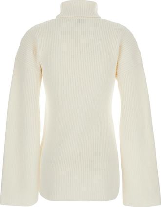 Toteme Womens White High Neck Wool Jumper Tops Top