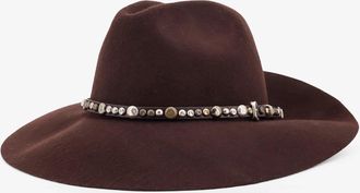 Golden Goose Womens Fedora Hat Brown Cotton