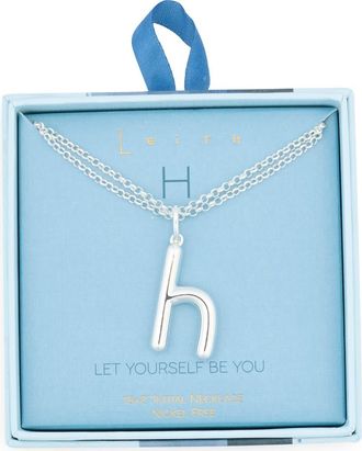 Leith Lowercase Initial Bubble Pendant Necklace in H- Silver at Nordstrom Rack