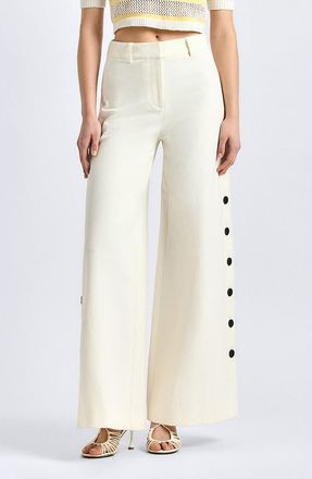 Derek Lam Tova Button Wide Leg Pants in Soft White at Nordstrom, Size 12