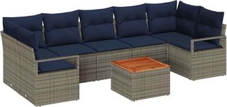 vidaXL Conjunto De Sof&aacute;s De Jard&iacute;n 8 Uds. Gris Rat&aacute;n Sint&eacute;tico Vidaxl