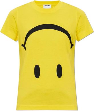 Moschino Smiley T-shirt - Dames - T-shirts - Geel - XS - Katoen - Tops