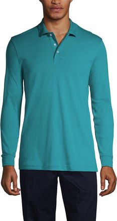Lands End School Uniform Long Sleeve Interlock Polo Shirt in Teal Breeze at Nordstrom, Size Medium