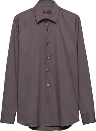 Prada Camicia in cotone con colletto classico - Grigio