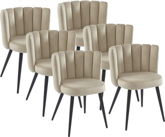 Pascal Morabito Lote de 6 sillas de terciopelo y metal negro - Beige - PRANILA de Pascal MORABITO