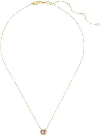 Kate Spade New York Kate Spade Time To Shine Gem Pendant Womens Necklace Pink Sapphire, Brass/Cubic Zirconia