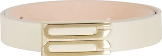 Victoria Beckham Ivory Regular Frame Gold-Plated Buckle Leather Belt