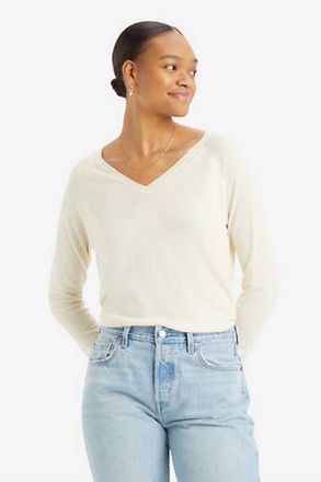 Levi's Su&eacute;ter de cuello de pico Petal - Mujer - M - Crema / White Swan
