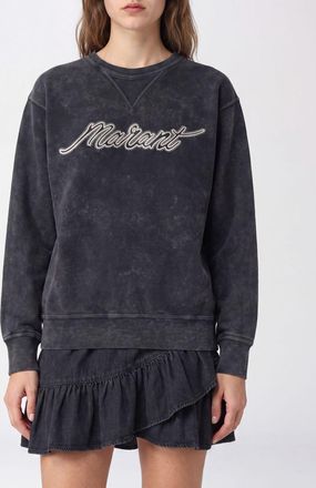 Isabel Marant Felpa girocollo in cotone con logo lettering a contrasto