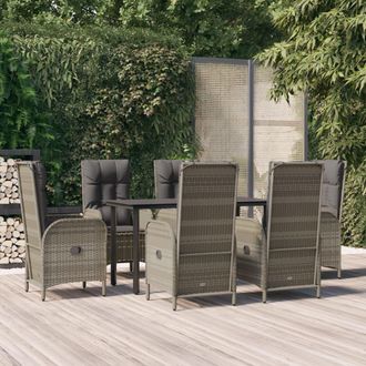 vidaXL Furniture Limited - Set Comedor Jard&iacute;n 7 Pzas Y Cojines Rat&aacute;n