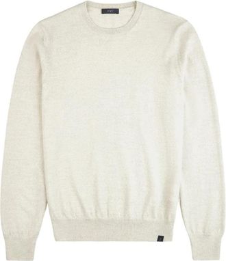 Fay Cr&egrave;me Wollen Trui met Ronde Hals - Heren - Ronde hals truien - Beige - XL - Wol - Truien & Vesten