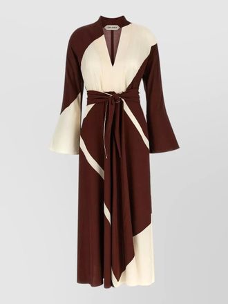 Alberta Ferretti printed v-neck long-sleeve maxi dress