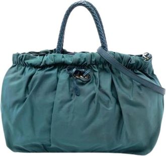 Prada Pre-owned Tote Bags, female, Blue, Size: ONE SIZE Pre-owned Nylon Tote Bag