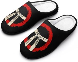 Generic Karate Funny Mens Slippers Cotton Warm House Shoes Memory Foam Sandals Print Size 7-14