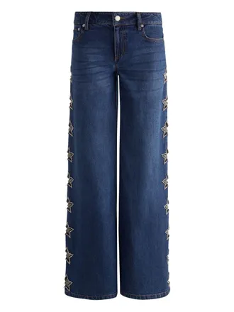 Alice & Olivia Womens Embellished Baggy Jeans